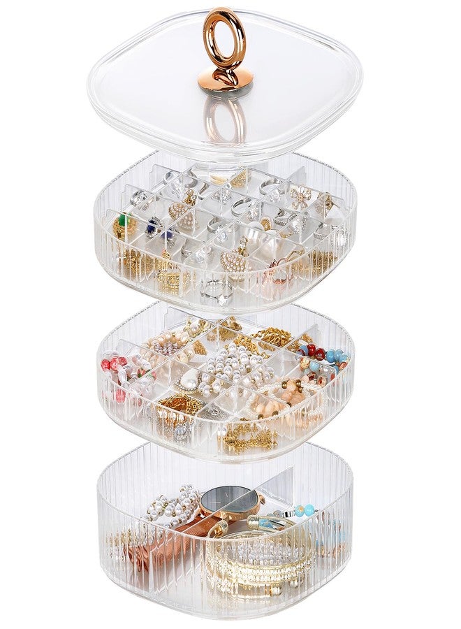 LETURE 3-Layer Acrylic Jewelry Organizer Box for Stud Earrings, Rings, Necklaces, Bracelets, Claw Clip Organizer, Small Bead Storage Containers for Crafts (Clear) - Image 3
