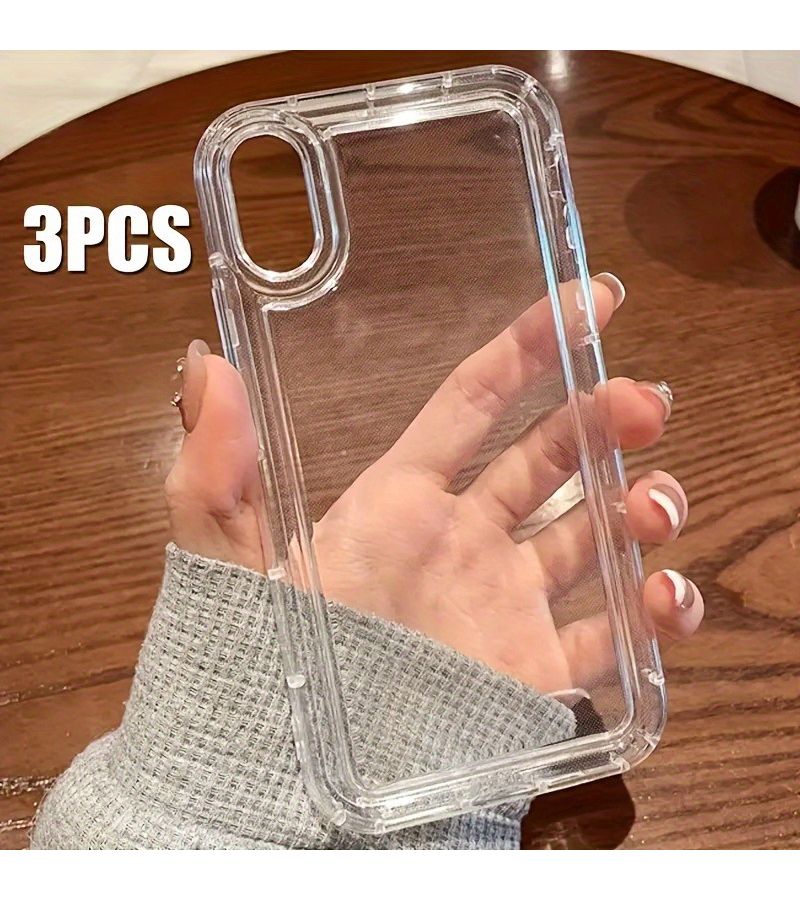 ٣ قطع حافظة هاتف شفافة بسيطة من TPU الناعم مضادة للصدمات متوافقة مع iPhone 15 - Image 3