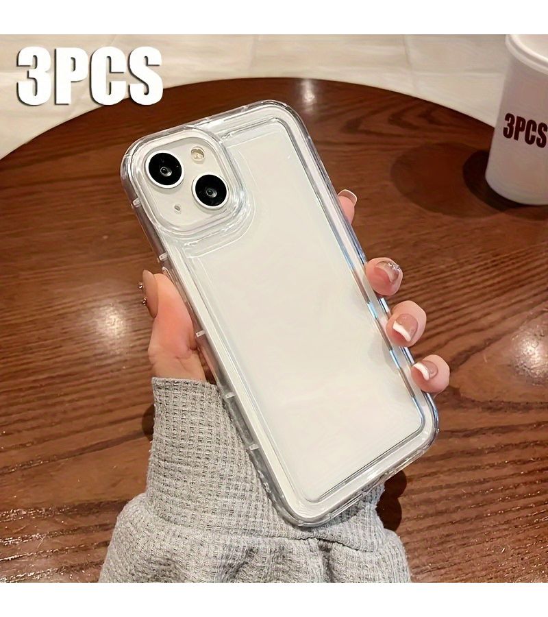 ٣ قطع حافظة هاتف شفافة بسيطة من TPU الناعم مضادة للصدمات متوافقة مع iPhone 15 - Image 4