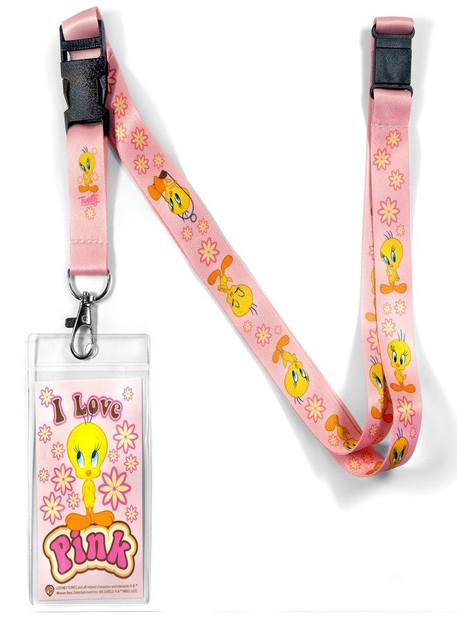 Ata-Boy Looney Tunes Tweety I Love Pink Reversible Lanyard with Breakaway Clip and ID Holder - Image 2