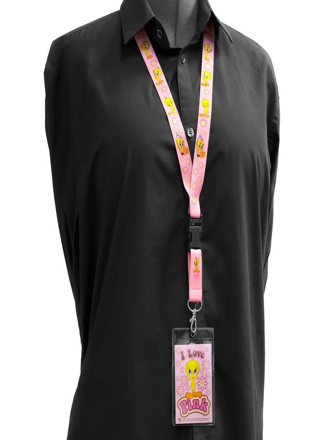 Ata-Boy Looney Tunes Tweety I Love Pink Reversible Lanyard with Breakaway Clip and ID Holder - Image 4