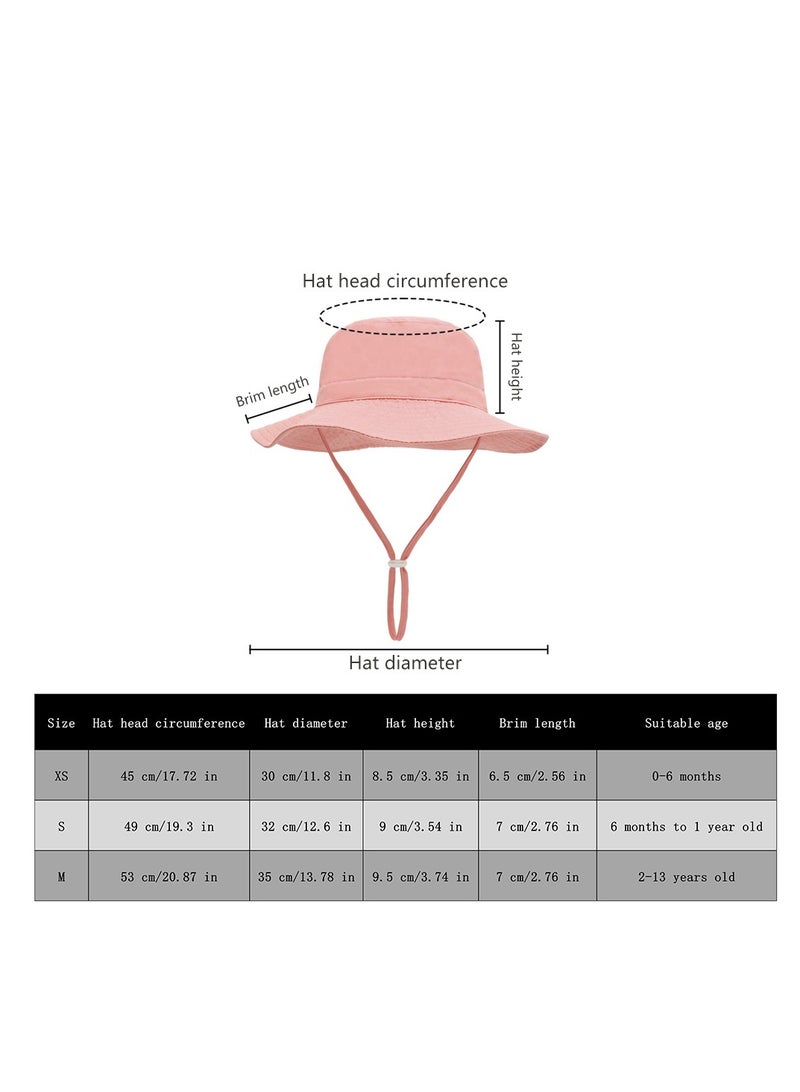 قبعة دلو الطفل الصيفي واسعة الحواف قبعات الشاطئ القابلة للتعديل للأولاد والبنات قبعة الشاطئ للحماية من أشعة الشمس قبعات الأطفال (الأزرق الداكن xs) - Image 3
