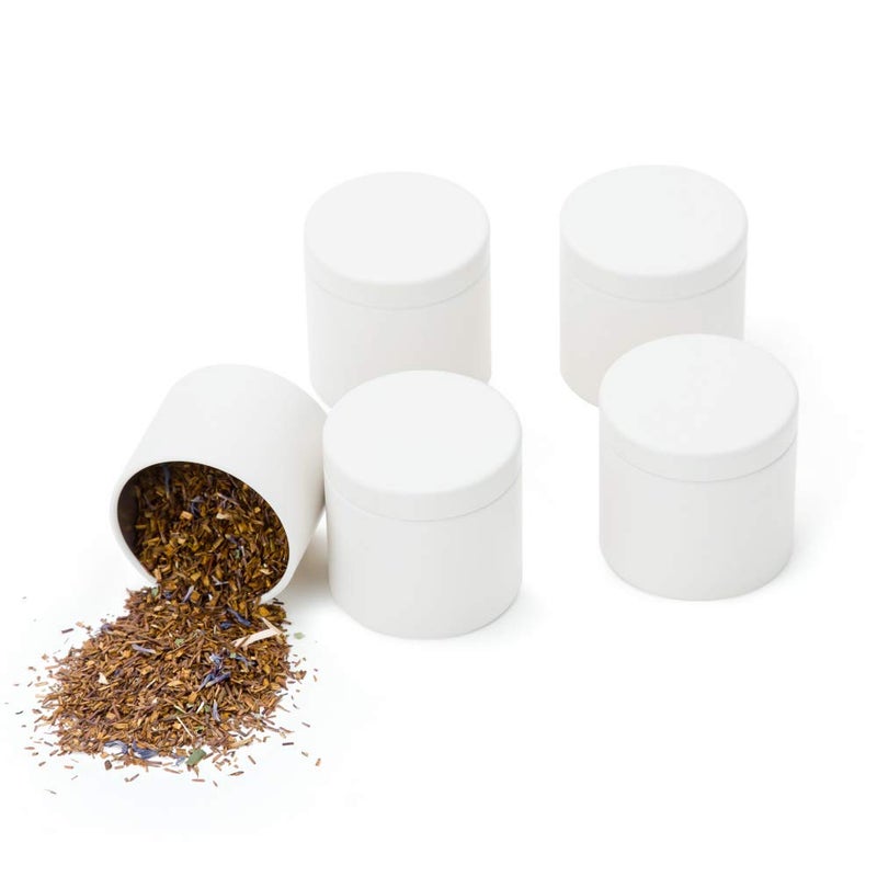 Tianhui Mini Small Tin Can Box with Lids Canister for Coffee Tea Candy Storage Loose Leaf Tea Tin Containers Storage 5 Pcs (White  S) - Image 1