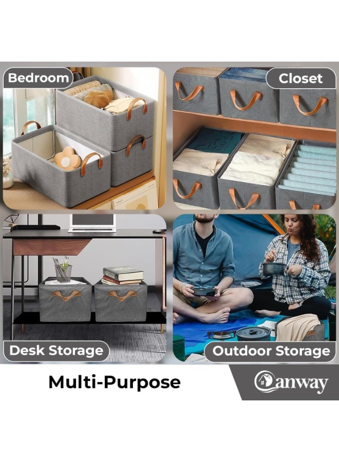 2-piece foldable clothes storage box with multi-layer dividers - large-capacity fabric organizer basket for organizing wardrobes, bedrooms, and homes; durable, space-saving design; gray color. - Image 4