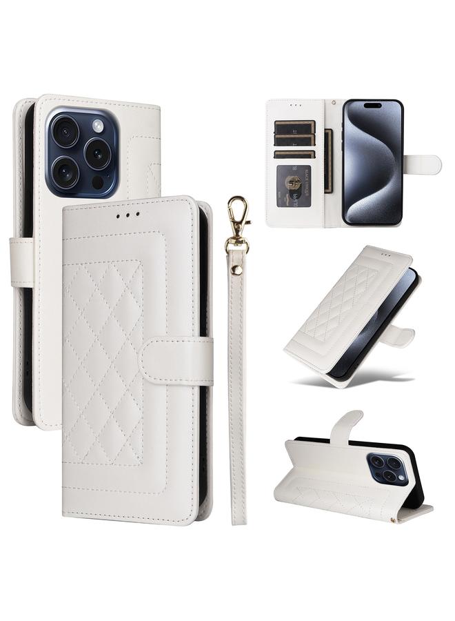 S-TOP Case For iPhone 15 Pro Diamond Lattice Leather Flip Phone Case - Image 1