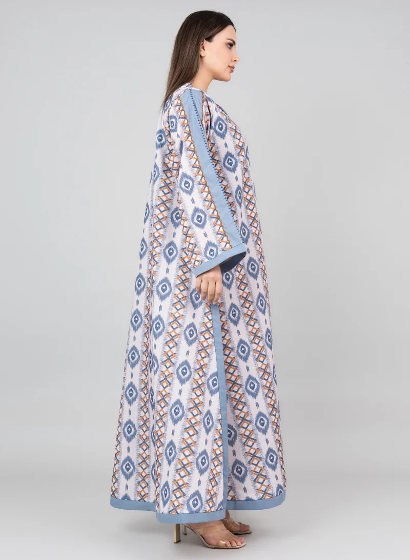 IKKXA Abstract Pattern Embroidered Jalabiya IK3001 Blue