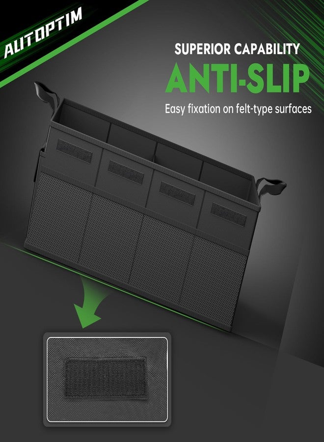 AUTOPTIM منظم صندوق السيارة من أوتوبتيم - منظم سيارة قابل للطي مع 5 جيوب، منظم صندوق السيارة لسيارات الدفع الرباعي والسيدان والشاحنات الصغيرة مع لوحة قاعدة متينة لملحقات السيارة، حجرتان (أسود، كبير) - Image 3