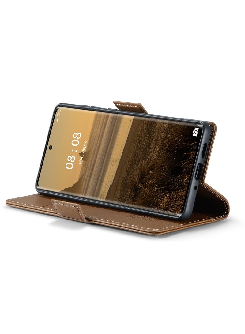 CaseMe Flip Wallet Case For Realme 11Pro/ Realme 11Pro Plus RFID Blocking PU Leather Wallet Flip Folio Case with Card Holder Kickstand Shockproof Phone Cover - Brown - Image 5