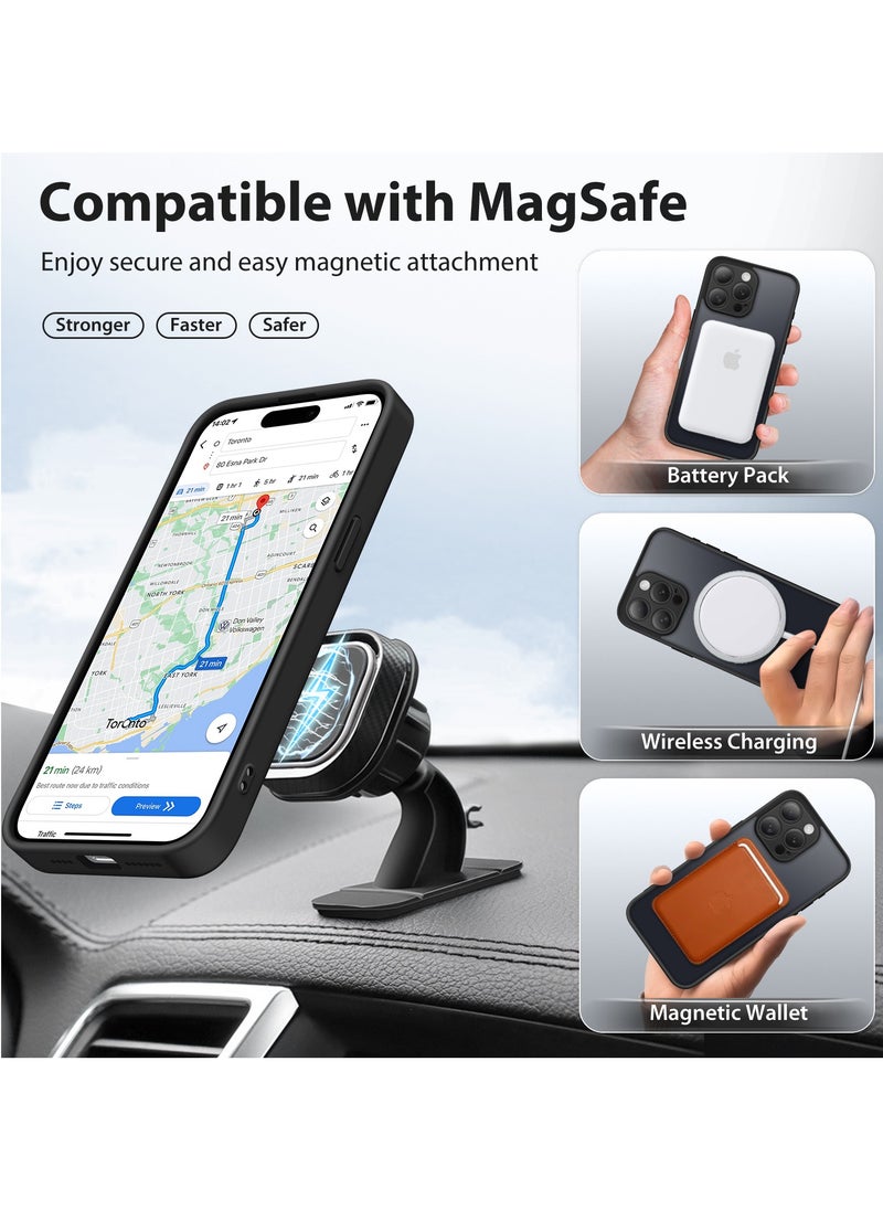 تونجيت جراب هاتف مغناطيسي لجهاز iPhone 14 Pro Max بتصميم حامل غير مرئي دوار بزاوية 360°، هيكل كامل مقاوم للصدمات والسقوط، جراب حماية شفاف عالي المتانة، متوافق تمامًا مع MagSafe، باللون الأسود.  - Image 4