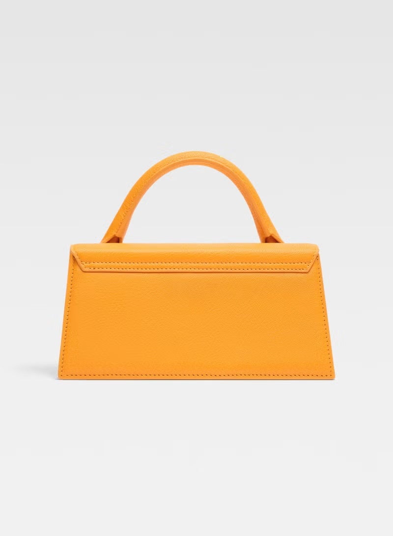 JACQUEMUS Long Leather Hand Bag With Deatchable Shoulder Strap, Women's Cross-Body Bag, Women's Hand Bag, Women's Shoulder Bag, Women's Tote Bag, Women's Travel Bag, Orange-22cm - Image 3
