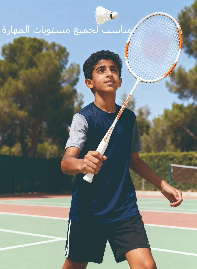 روعة مجموعة مضارب تنس الريشة من قطعة واحدة مصنوعة من ألياف الكربون باللون البرتقالي، خفيفة الوزن، 77 جرامًا، 25 رطلاً، مضرب احترافي قوي للرياضات الخارجية مع كرتين ريشة، وشريط قبضة مضرب بديل، وحقيبة حمل بألوان عشوائية. - Image 4