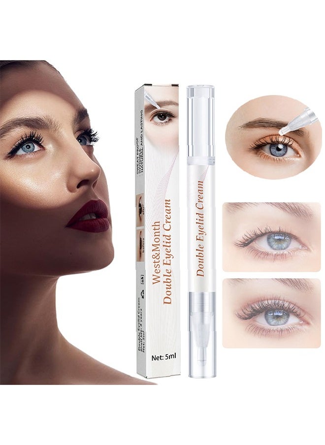 West&Month Double Eyelid Cream， Shaping Styling Cream Waterproof Double-fold Eyelids Cream with Tool Long Lasting Invisible 5ml  - Image 1