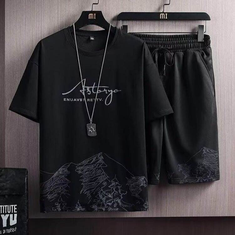 Mens Casual 2024 Fall Winter Fashion Sweatsuit Black  - Image 1
