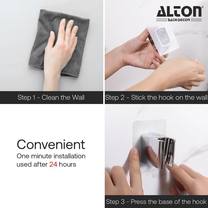 Alton ALTON ALD431, ABS, Self Adhesive Wall Hook for Hand Shower and Health Faucet, Silver - Image 3