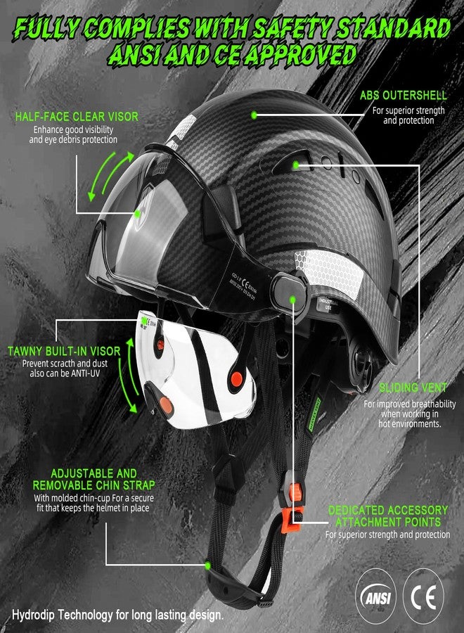 GREEN DEVIL Safety Hard Hat with Tinted & Clear Visor Vented Construction Helmet Cascos de Construccion ABS Work hardhats for Men - Image 2