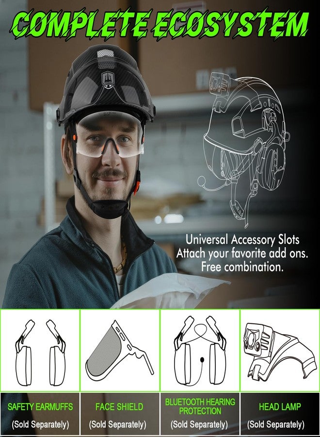 GREEN DEVIL Safety Hard Hat with Tinted & Clear Visor Vented Construction Helmet Cascos de Construccion ABS Work hardhats for Men - Image 5