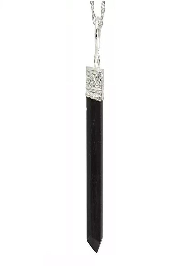 GEMTUB Black Tourmaline pendant with chain Black Tourmaline Pencil Crystal Stone Pendant for Healing remove Negative Energy for Men, Women Handcrafted - Image 2