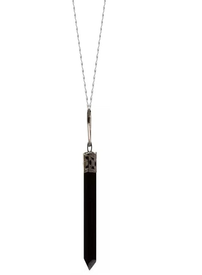 GEMTUB Black Tourmaline pendant with chain Black Tourmaline Pencil Crystal Stone Pendant for Healing remove Negative Energy for Men, Women Handcrafted - Image 1