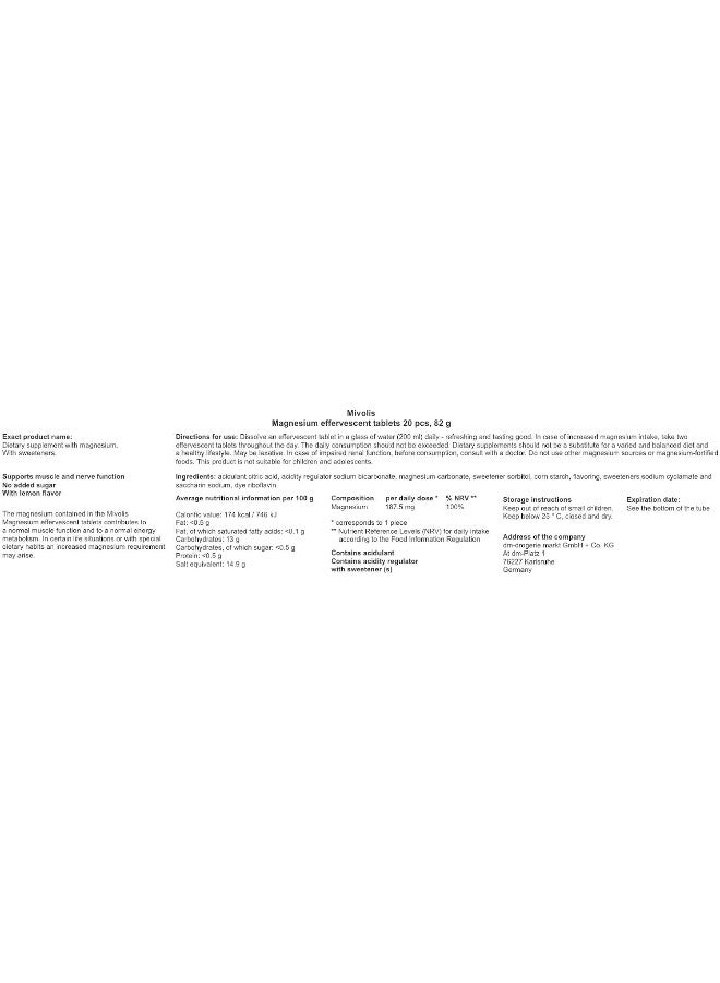 Mivolis Magnesium Effervescent Tablets - Dietary Supplements 4 Packs x 20 pcs | Germany - Image 4