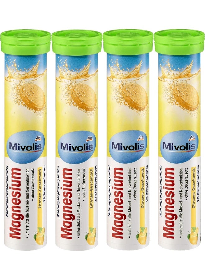 Mivolis Magnesium Effervescent Tablets - Dietary Supplements 4 Packs x 20 pcs | Germany - Image 1