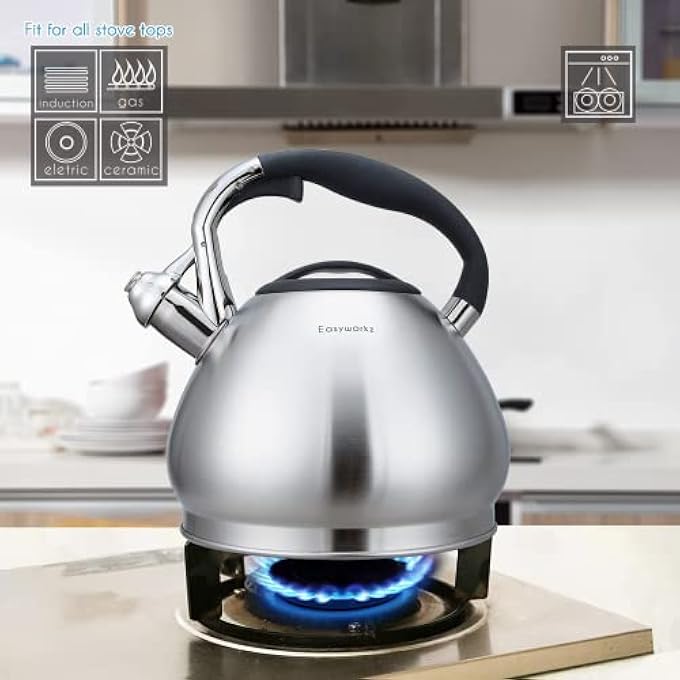 EASYWORKZ Whistling Stovetop Tea Kettle Food Grade Stainless Steel Hot Water Tea Pot With Loud Whistle 23 L - Image 3