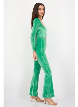 The Frolic Women Solid Long Sleeve Jumpsuits, Green  - Image 4