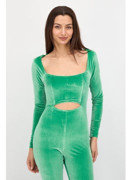 The Frolic Women Solid Long Sleeve Jumpsuits, Green  - Image 2