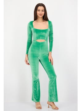 The Frolic Women Solid Long Sleeve Jumpsuits, Green  - Image 1
