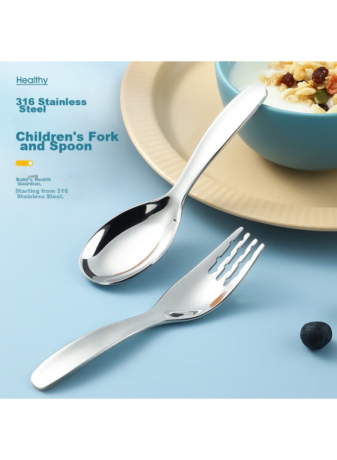 GRASEY Guangyi 316l Stainless Steel Fork And Spoon Set, Cutlery For Home And Children's Meals, 2-piece Set Gy8555 - Image 1