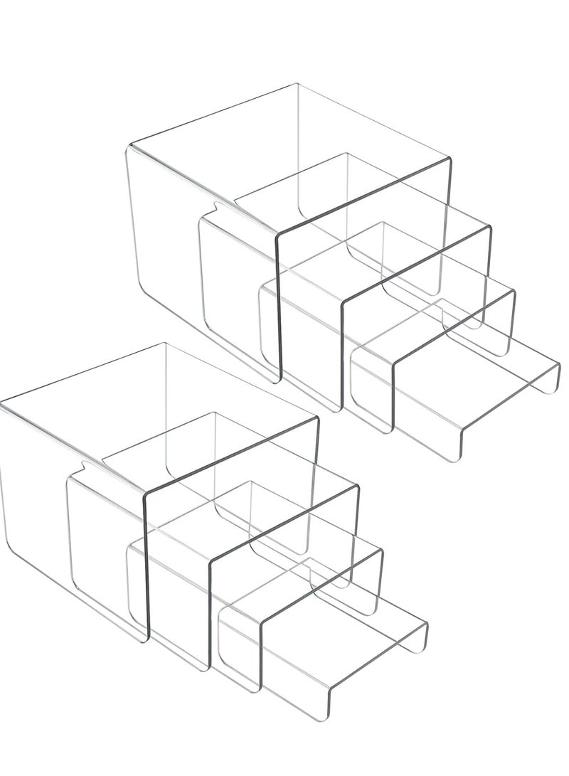 Raxoom 8 PCS Acrylic Risers for Display, 4-Tier Clear Display Stand Risers, multifunction acrylic transparent Pop stand for Cupcakes, Pop Figures, cosmetics, Collectibles Display (Square) - Image 1