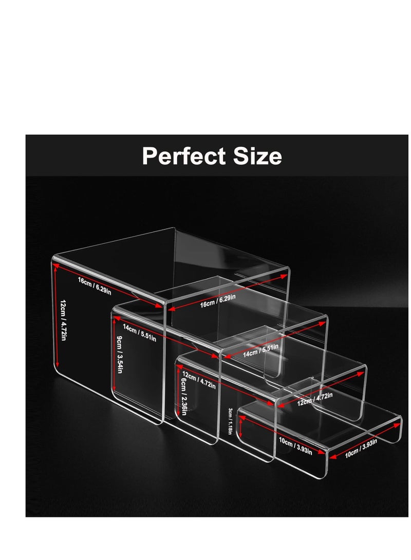Raxoom 8 PCS Acrylic Risers for Display, 4-Tier Clear Display Stand Risers, multifunction acrylic transparent Pop stand for Cupcakes, Pop Figures, cosmetics, Collectibles Display (Square) - Image 2