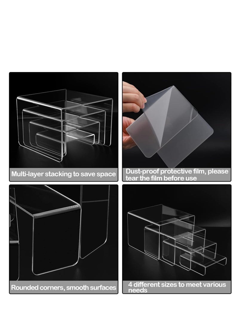 Raxoom 8 PCS Acrylic Risers for Display, 4-Tier Clear Display Stand Risers, multifunction acrylic transparent Pop stand for Cupcakes, Pop Figures, cosmetics, Collectibles Display (Square) - Image 3