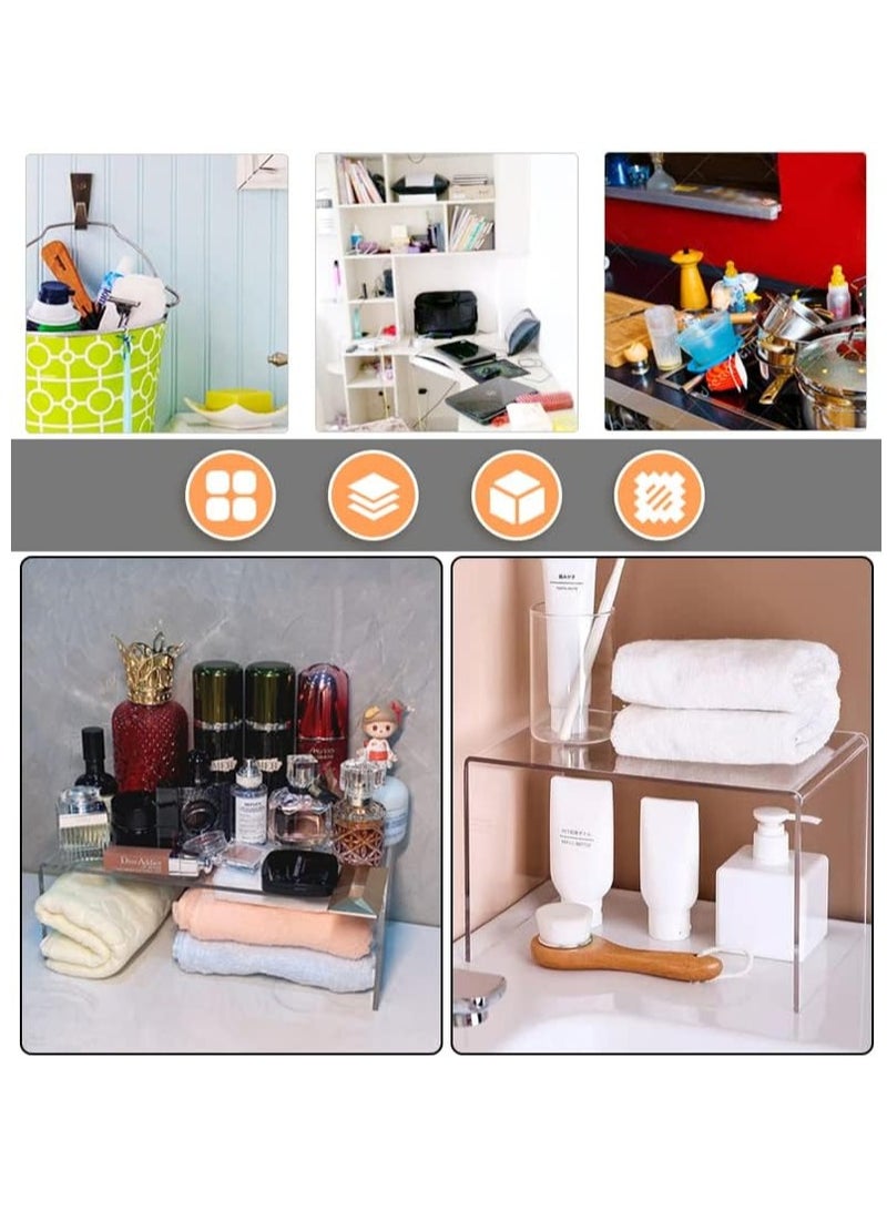 Raxoom 8 PCS Acrylic Risers for Display, 4-Tier Clear Display Stand Risers, multifunction acrylic transparent Pop stand for Cupcakes, Pop Figures, cosmetics, Collectibles Display (Square) - Image 4