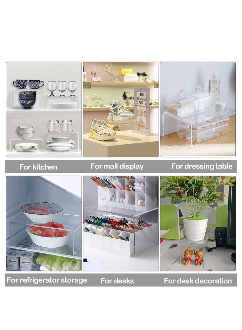 Raxoom 8 PCS Acrylic Risers for Display, 4-Tier Clear Display Stand Risers, multifunction acrylic transparent Pop stand for Cupcakes, Pop Figures, cosmetics, Collectibles Display (Square) - Image 5