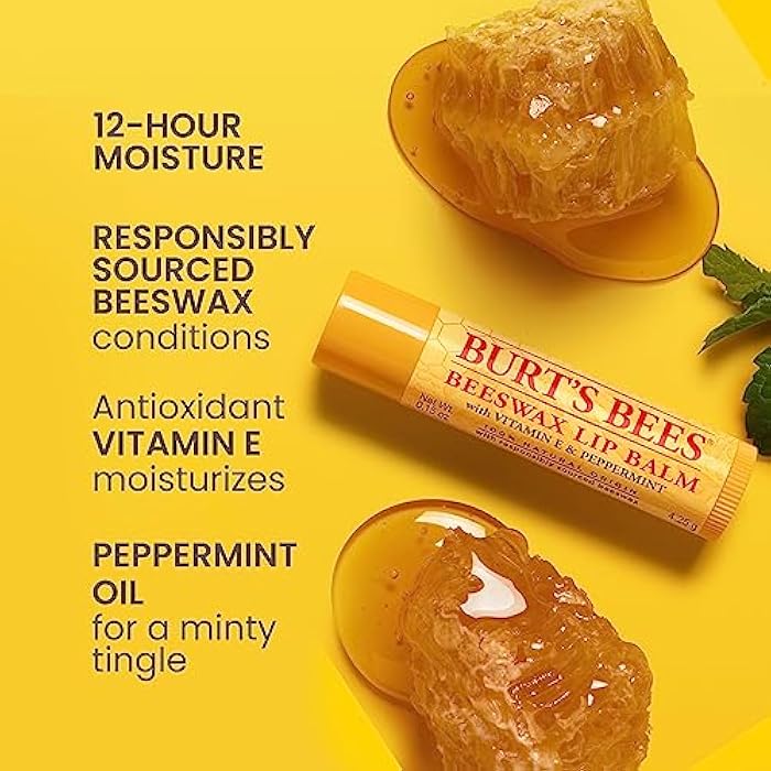 Burt's Bees wax 100% Natural Moisturizing Lip Balm, with Vitamin E and Peppermint-1 Tube, 4 GR - Image 2