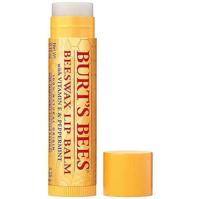 Burt's Bees wax 100% Natural Moisturizing Lip Balm, with Vitamin E and Peppermint-1 Tube, 4 GR - Image 1