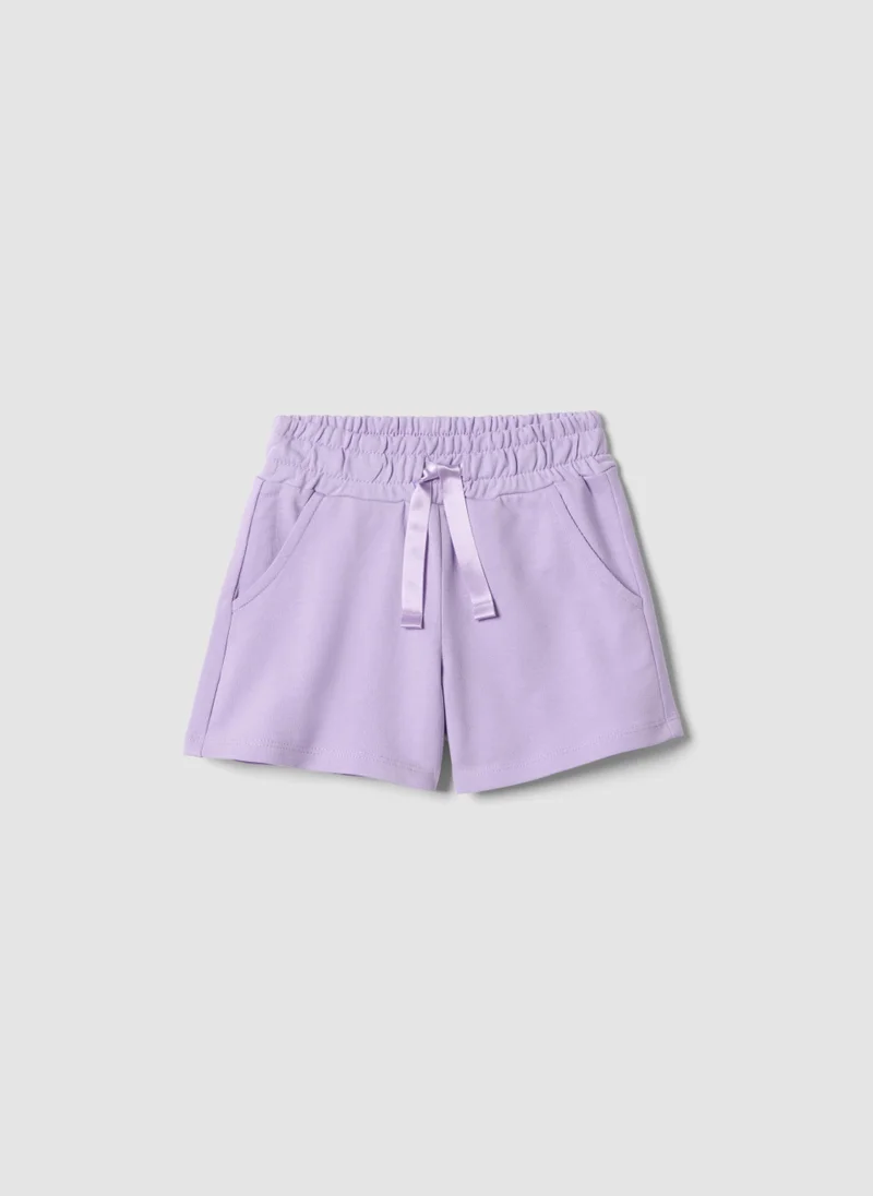 او في اس OVS Girls' Pure Cotton Purple Shorts - Regular Fit
