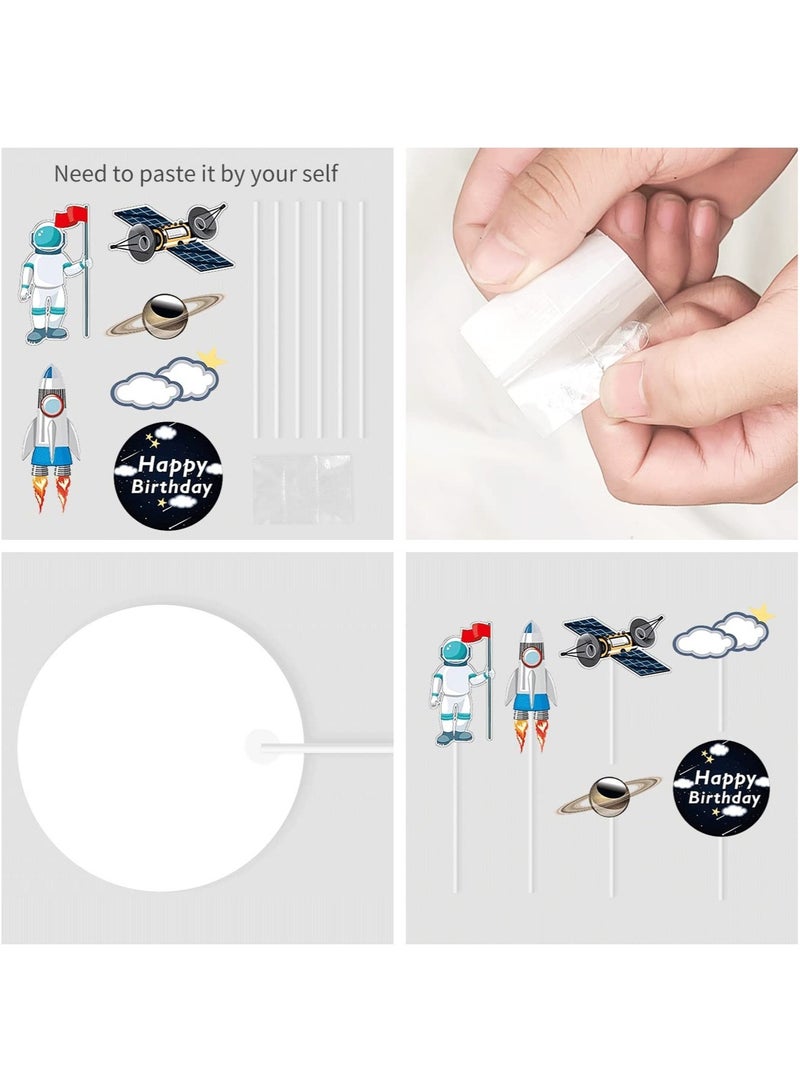 Excefore 22 Pcs Space Cake Topper, Space Themed Party Supplies Planet Rocket Pearl Balls and Star Toppers Outer Space Cupcake Toppers Astronaut Figurine Decorations Birthday for Kids Party Baby Shower - Image 5