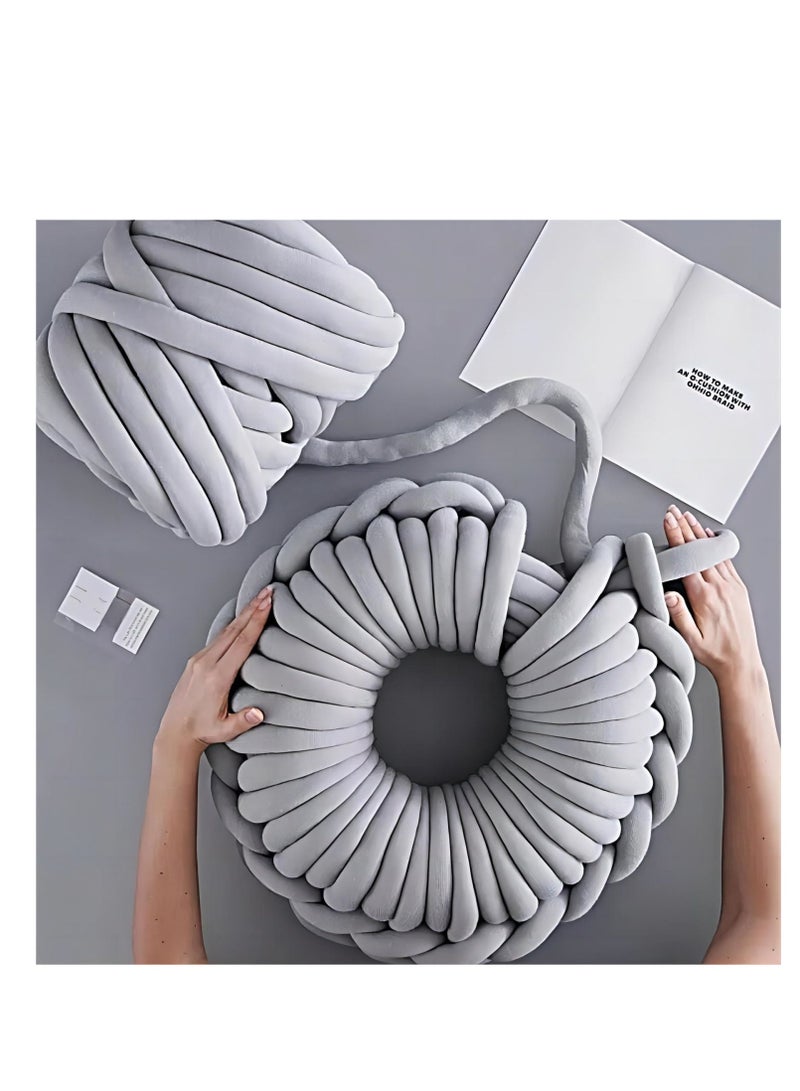 SYOSI خيط الحياكة بالذراع لبطانية رمي متشابكة ناعمة إضافية قطن قابلة للغسل، خيط عملاق سميك للحياكة الحرفية بطانية أريكة وسادة فراش حيوانات 3 سم عرض 36 قدم طول، 1.1 رطل - Image 1