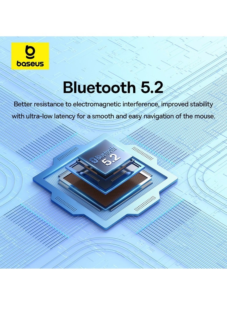 بيسوس ماوس بلوتوث لاسلكي، ماوس مريح بتقنية بلوتوث 5.2 وUSB 2.4 جيجاهرتز، تمرير فائق السرعة، 5 نقاط في البوصة قابلة للتعديل لتتبع سلس ودقيق، ماوس لاسلكي صامت للكمبيوتر الشخصي/الكمبيوتر المحمول/الكمبيوتر اللوحي/الكمبيوتر/التلفزيون الذكي - Image 3