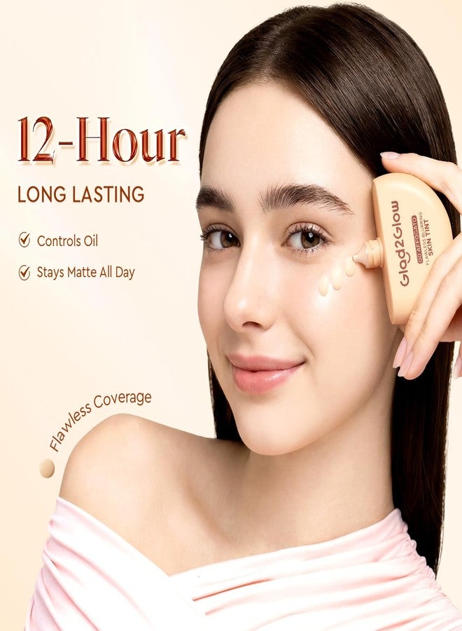 Glad2Glow Flawless Blurring Skin Tint, Buildable Medium Coverage, Squalane Hydrating, 12HR Oil Control Long Lasting, Lightweight Non-Cakey Makeup, Diverse Skin Tones (03 Custard) - Image 2
