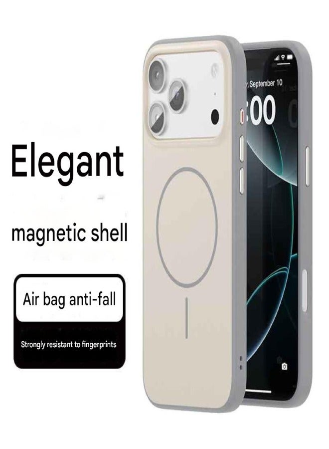 AROAQ iPhone 17 Pro Max Magnetic Case – MagSafe Compatible Shockproof Protective Cover with Skin-Friendly Silky Touch & Military-Grade Drop Protection , Gray - Image 1