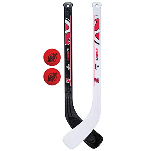 Franklin Sports New Jersey Devils NHL Mini Hockey Stick Set - NHL Team Knee Hockey Stick and Ball Set - Two Players - Great Toy for Kids - Image 1