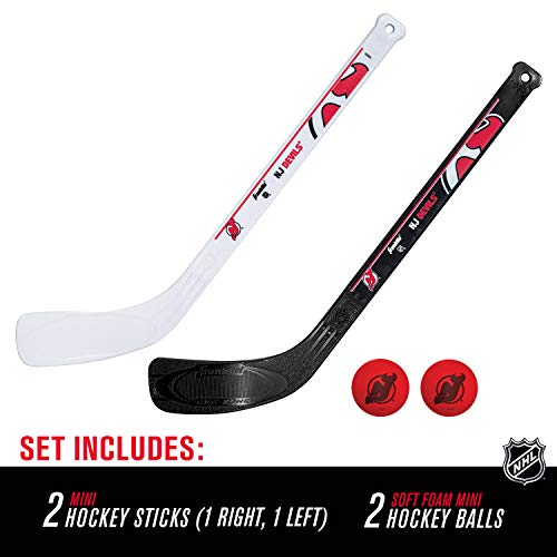 Franklin Sports New Jersey Devils NHL Mini Hockey Stick Set - NHL Team Knee Hockey Stick and Ball Set - Two Players - Great Toy for Kids - Image 2