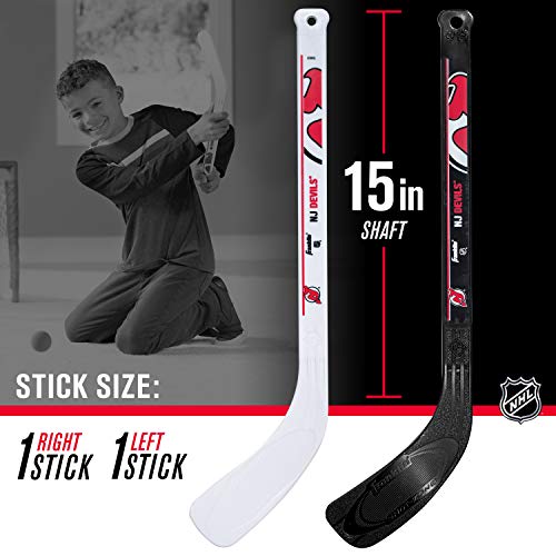 Franklin Sports New Jersey Devils NHL Mini Hockey Stick Set - NHL Team Knee Hockey Stick and Ball Set - Two Players - Great Toy for Kids - Image 4