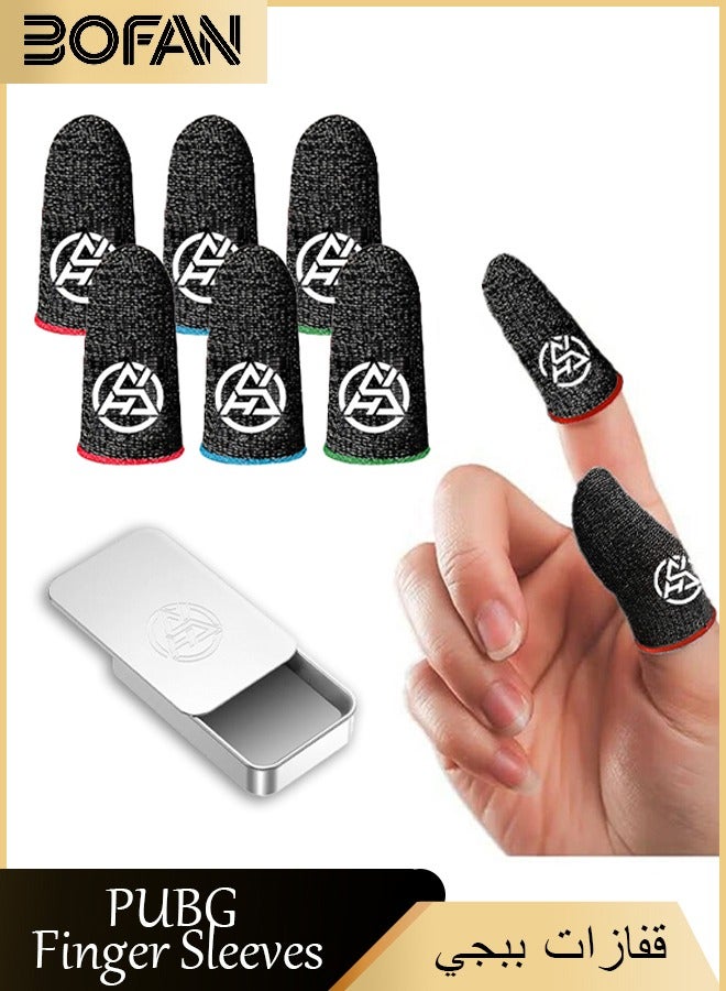 6 Black Gaming Finger Gloves Paired With A Metal Storage Box(white)  - Image 1
