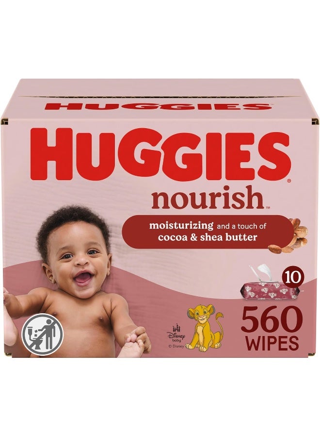 Huggies Nourish Scented Baby Wipes, 10 Push Button Packs (560 Wipes Total) - Image 1