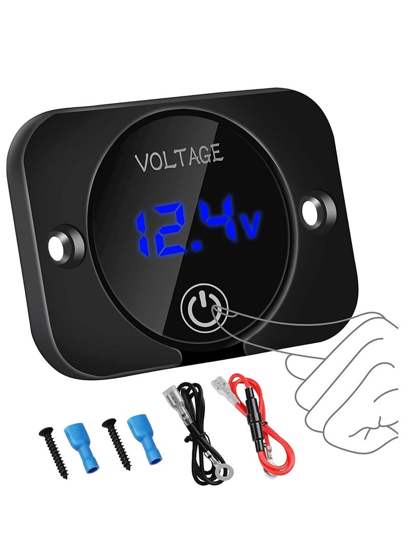 12V Voltage Gauge with Touch Switch Digital Display, Volt Gauge, 12V/24V Car Voltmeter LED Digital Display, Waterproof Voltmeter Panel for Boat,Marine,Vehicle,Motorcycle,Truck,Car(Upgraded) - Image 1