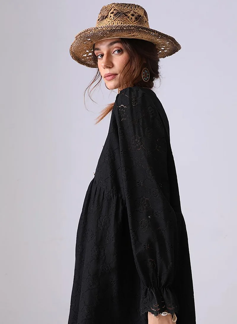 YUNIQEE Black A-Line V-Neck Above Knee Dress