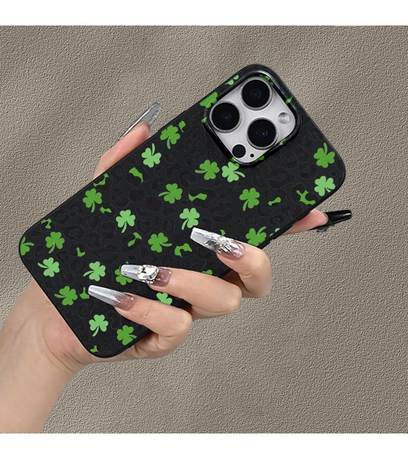 Black Frosted Shockproof Drop Protection Lucky Clover Design Compatible iPhone XS Max Phone Case - Image 5